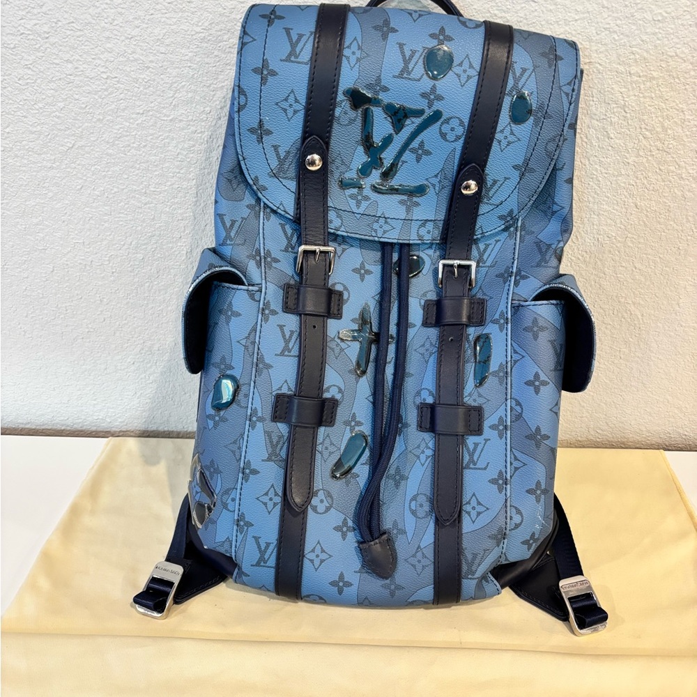 Blue Monogram Backpack